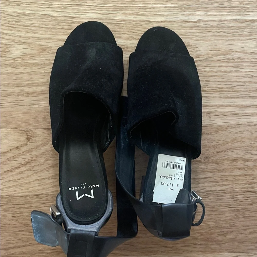 Black sandals - Marc Fisher Black Suede Mules size 7.5 - Picture 1 of 7